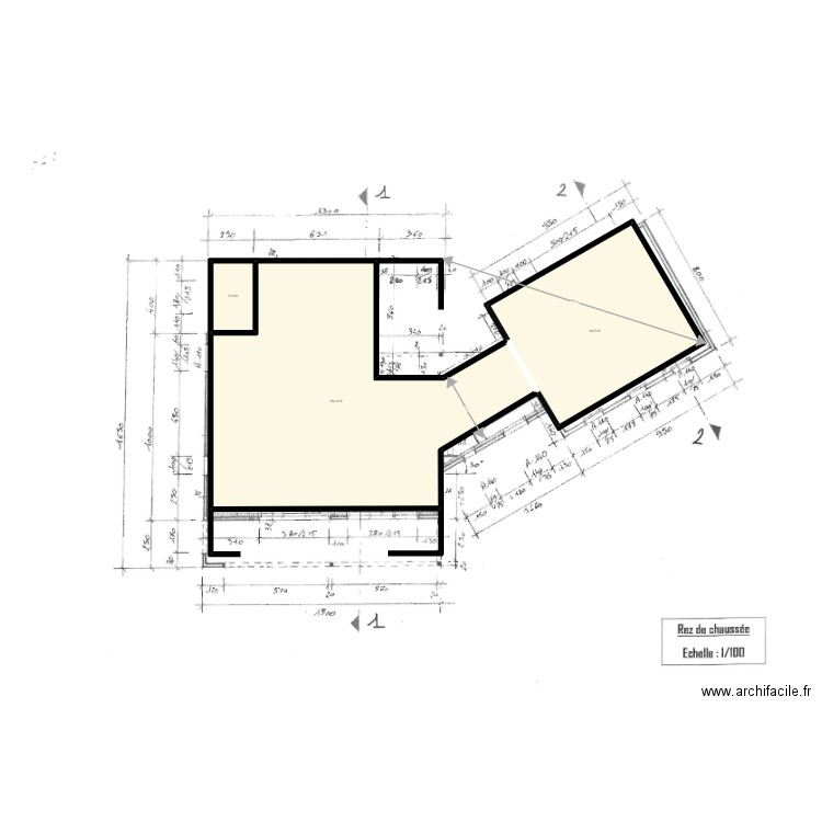 PERBCLO. Plan de 3 pièces et 233 m2