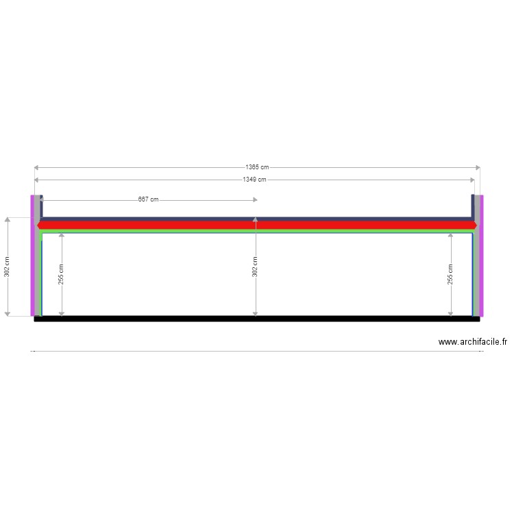 VUE PROFIL AVEC BACACIER SANDWICH. Plan de 0 pièce et 0 m2