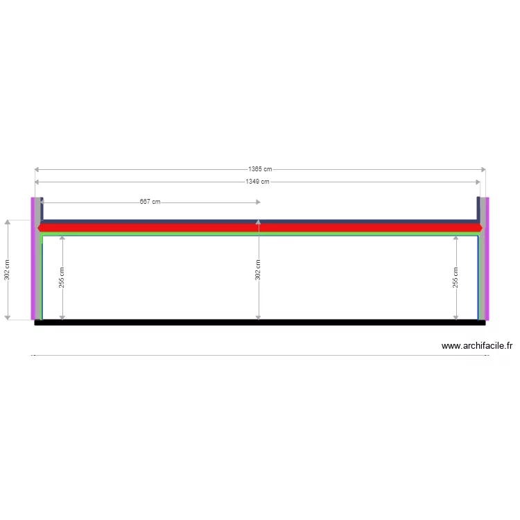 VUE PROFIL AVEC BACACIER SANDWICH. Plan de 