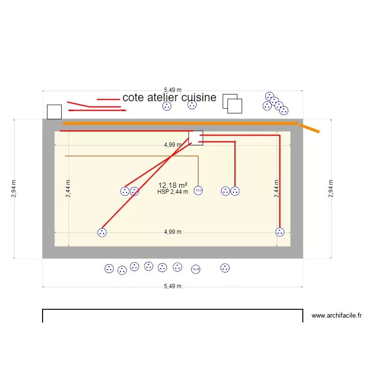 elec cot&eacute; atelier. Plan de 