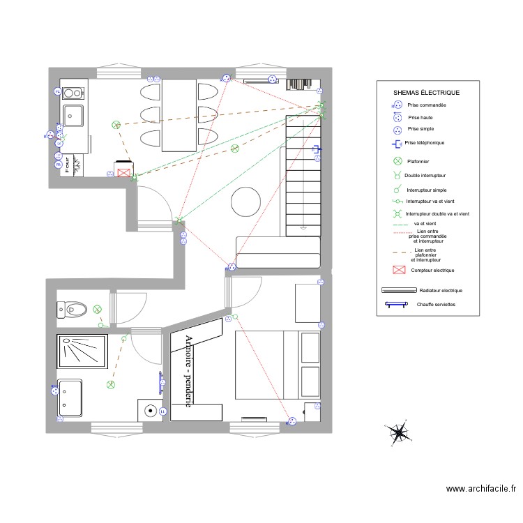 Plan électricité. Plan de 0 pièce et 0 m2