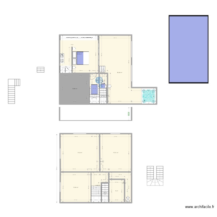 Version Marek 1. Plan de 14 pièces et 144 m2