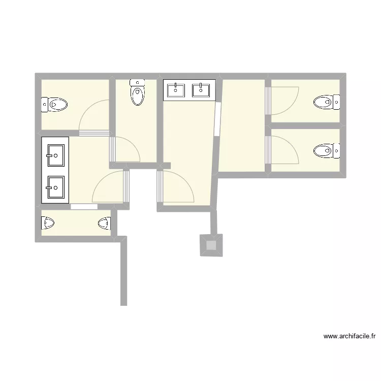 WC Grand bleu plan d'origine. Plan de 