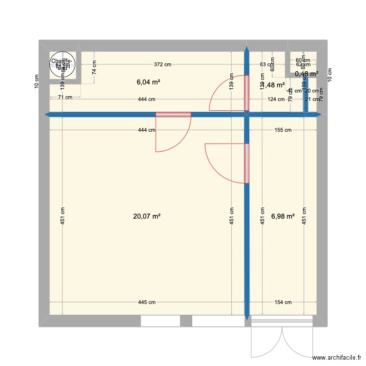 Plan cloison local CMCT. Plan de 5 pièces et 35 m2