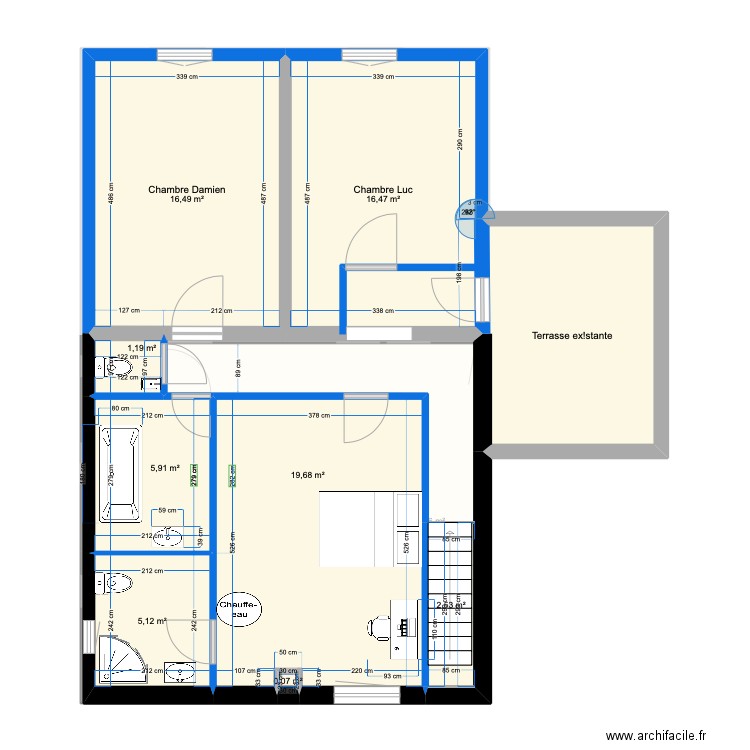 Etage  meublé 23 MAI 23 version 4. Plan de 17 pièces et 153 m2