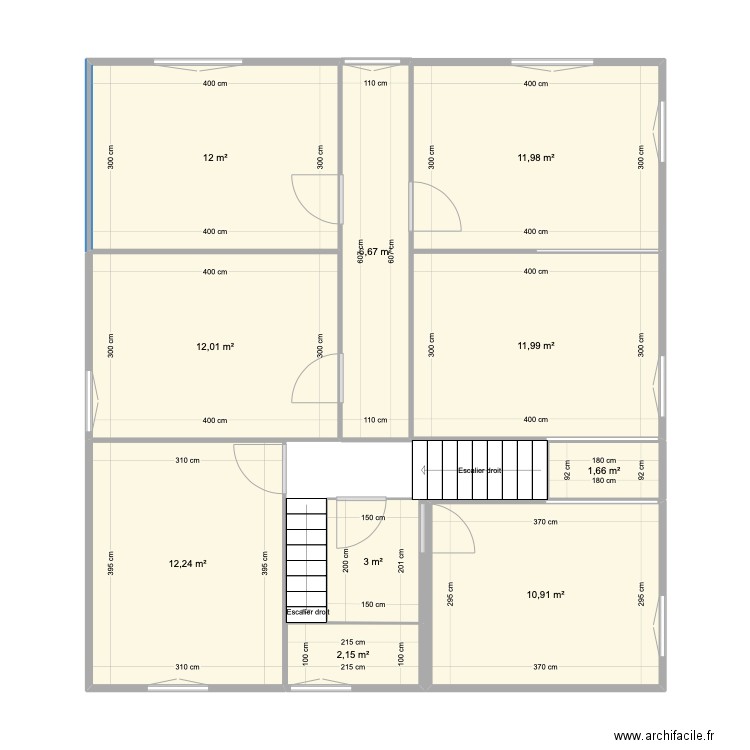 R+1 mesures pièces + ouvertures. Plan de 10 pièces et 85 m2