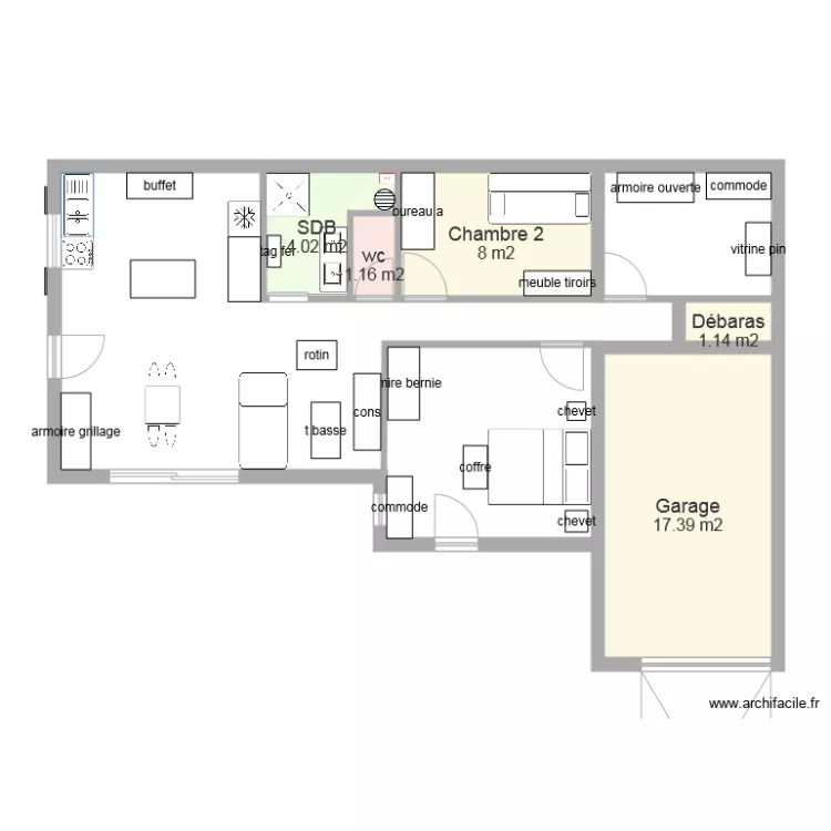 maison 67m2. Plan de 