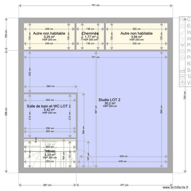 Renazé - Projet. Plan de 12 pièces et 96 m2