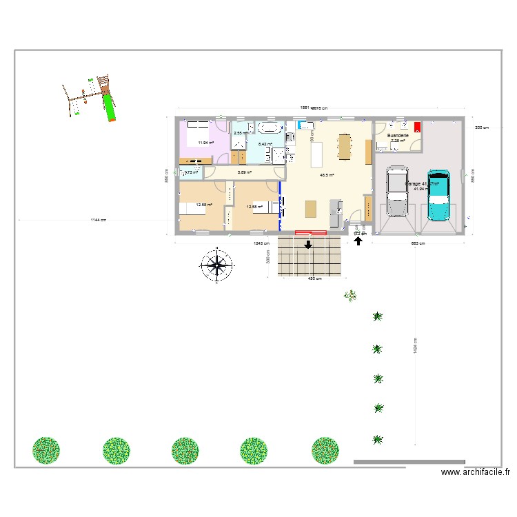 MAISON  FONTAINE invertion chambre sdb. Plan de 0 pièce et 0 m2