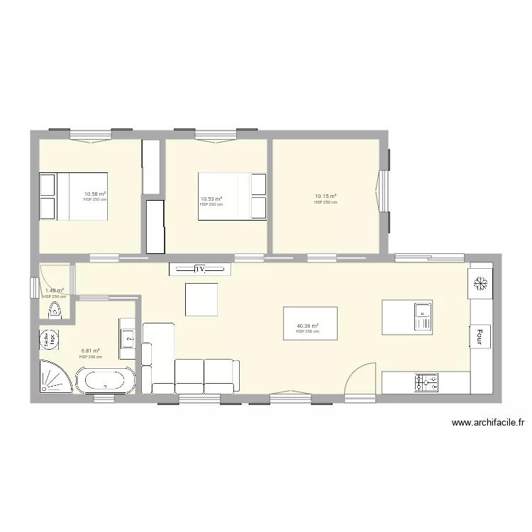 Maison t4 80m2. Plan de 
