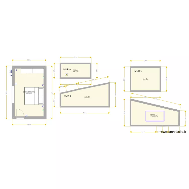 CHAMBRE VIC. Plan de 