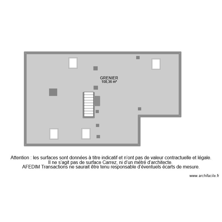 BI 10277 GRENIER. Plan de 3 pièces et 114 m2