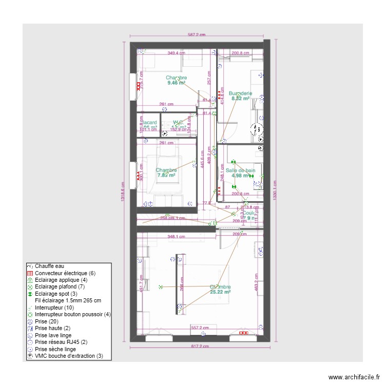 Plan Electrique  R+1 Boureau. Plan de 0 pièce et 0 m2