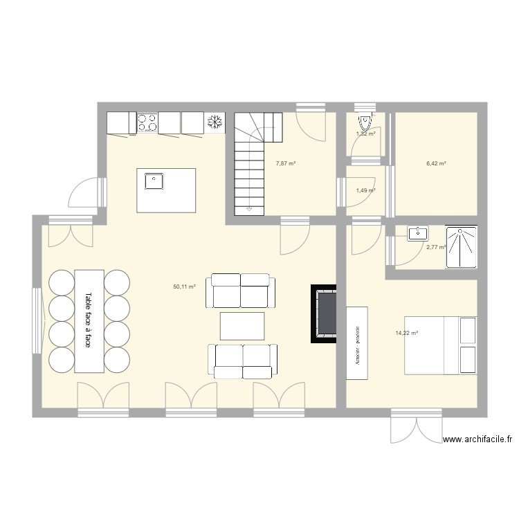 Maison Grèce. Plan de 7 pièces et 84 m2