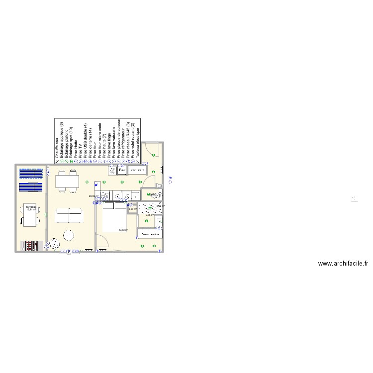 Santa Clara 2 face mer V3.1. Plan de 7 pièces et 53 m2