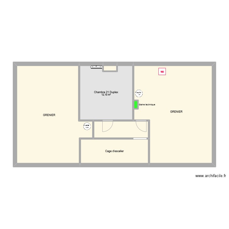 Appartement 21 Duplex / Greniers. Plan de 7 pièces et 82 m2