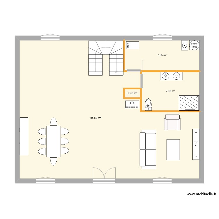 tixier. Plan de 4 pièces et 82 m2