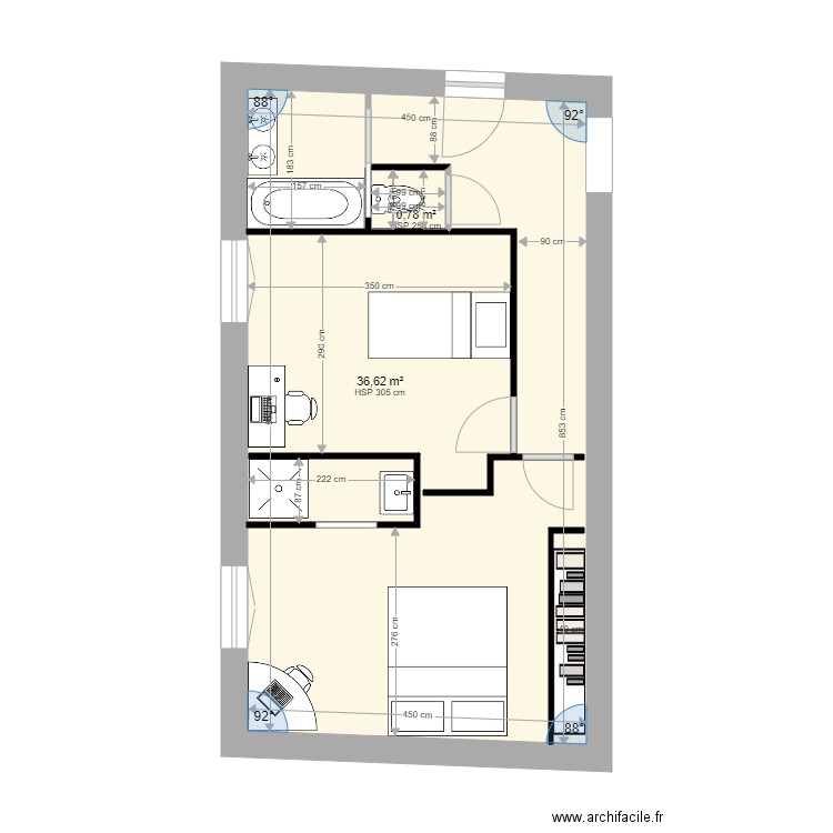 Plan des chambres SdB BRUNO Meublé. Plan de 0 pièce et 0 m2