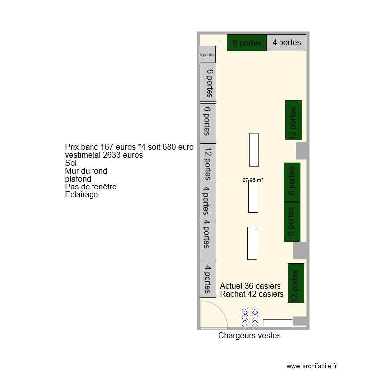 nouveau vestiaire BAT 1. Plan de 1 pièce et 28 m2