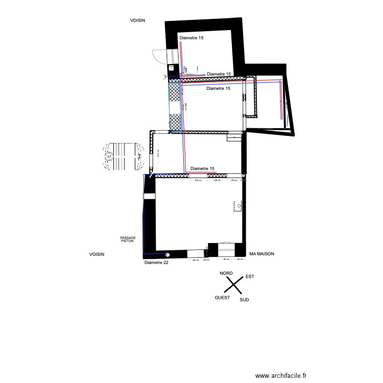 MESURES PROJET 2 plomberie@. Plan de 0 pièce et 0 m2