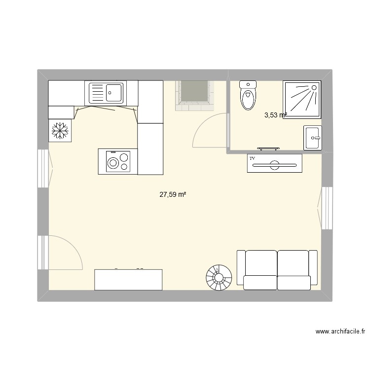 MAXIME DA SILVA. Plan de 2 pièces et 31 m2