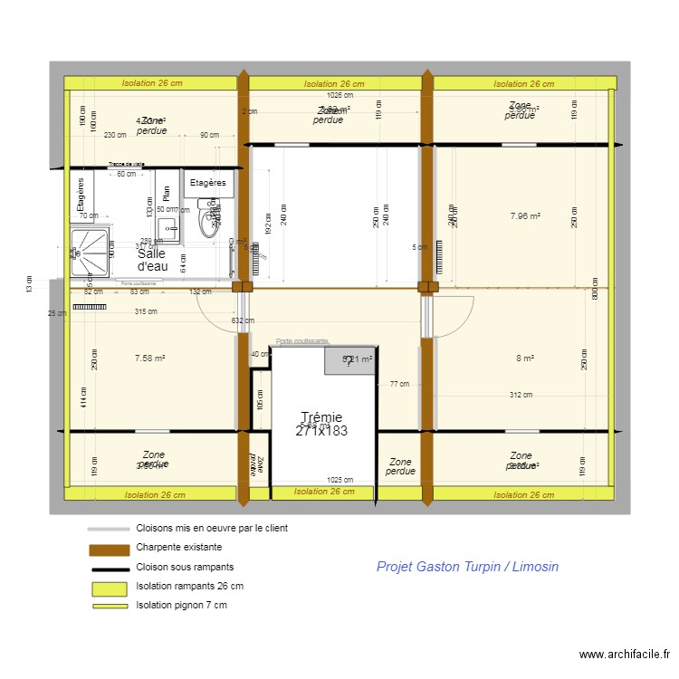 Combles Cloison. Plan de 0 pièce et 0 m2