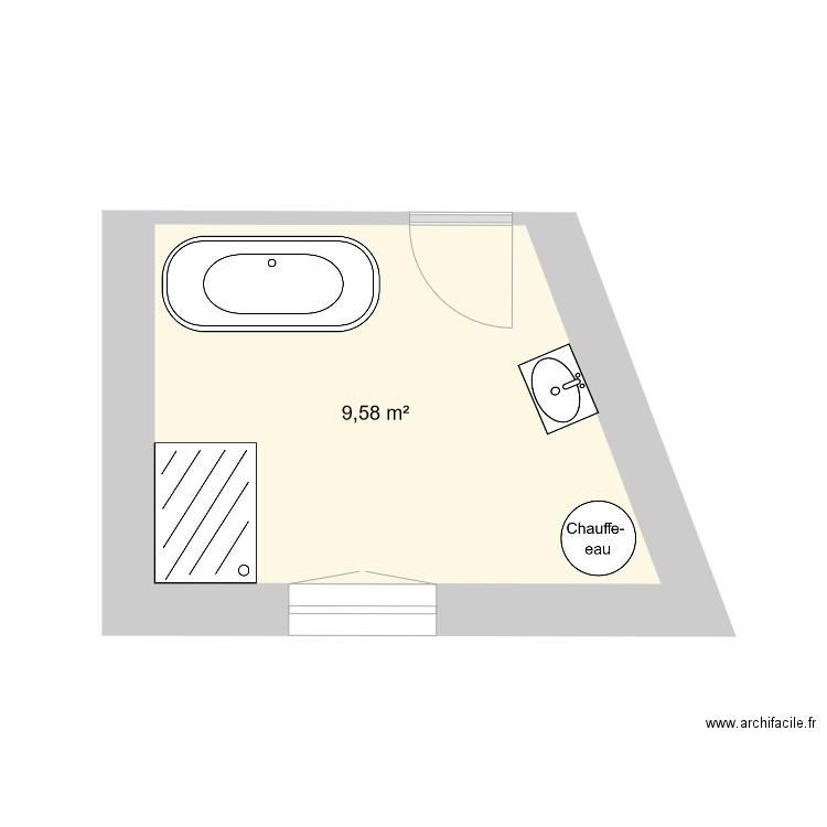 SDB. Plan de 1 pièce et 10 m2