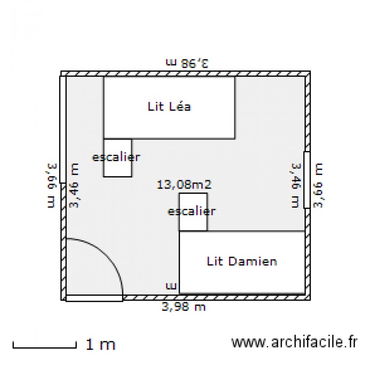 Chambre carré bis. Plan de 0 pièce et 0 m2
