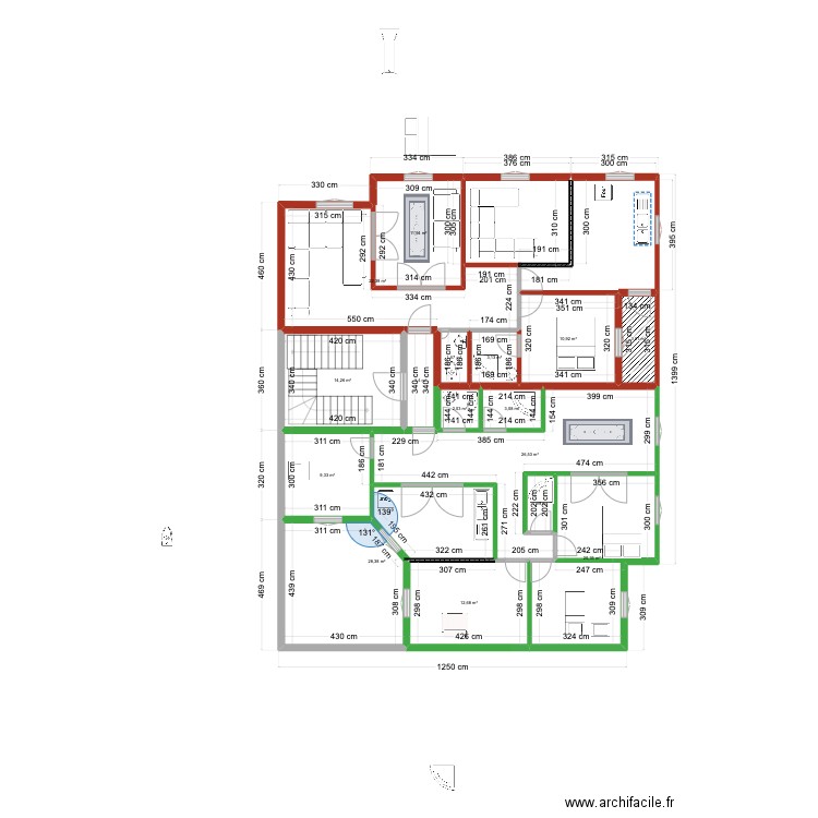 r3 200. Plan de 16 pièces et 176 m2