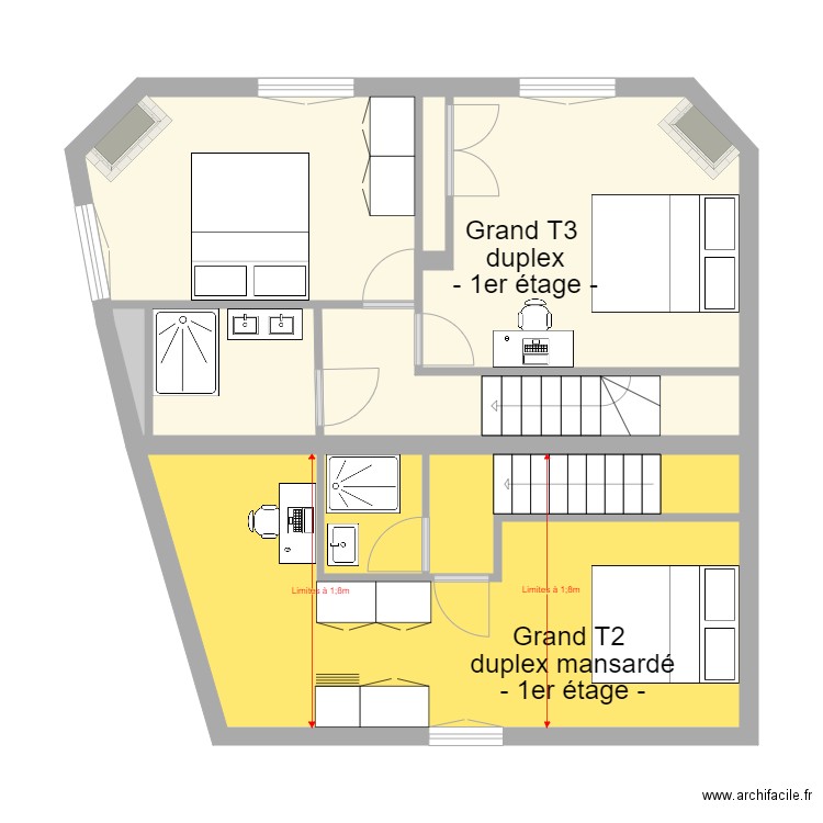 ETAGE SOFIANE futur après travaux. Plan de 0 pièce et 0 m2