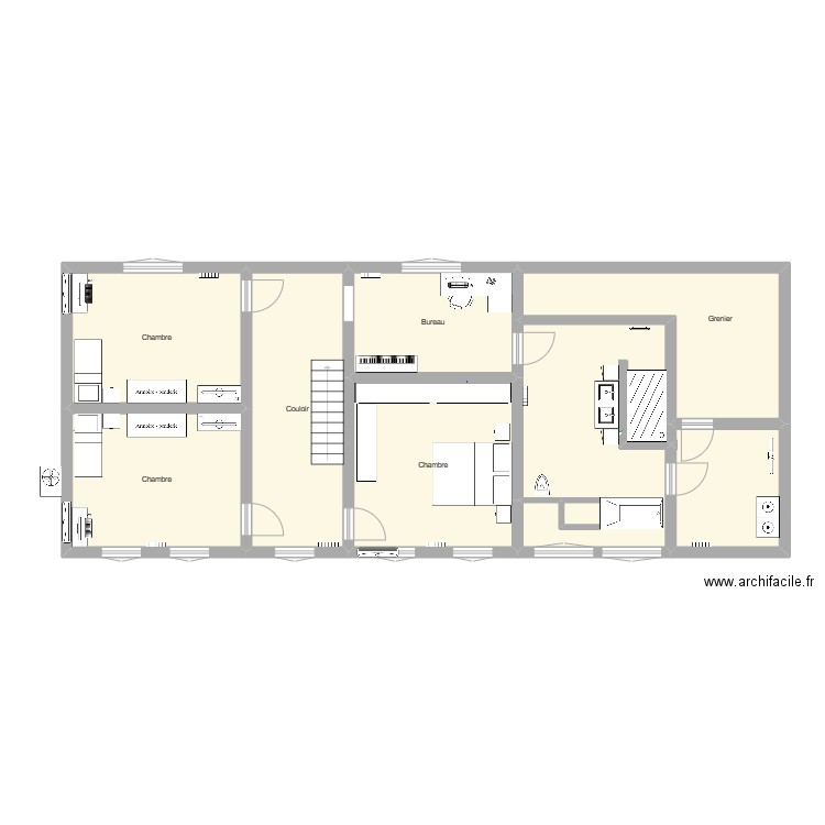 1er_Walhain_Aménagement. Plan de 8 pièces et 110 m2