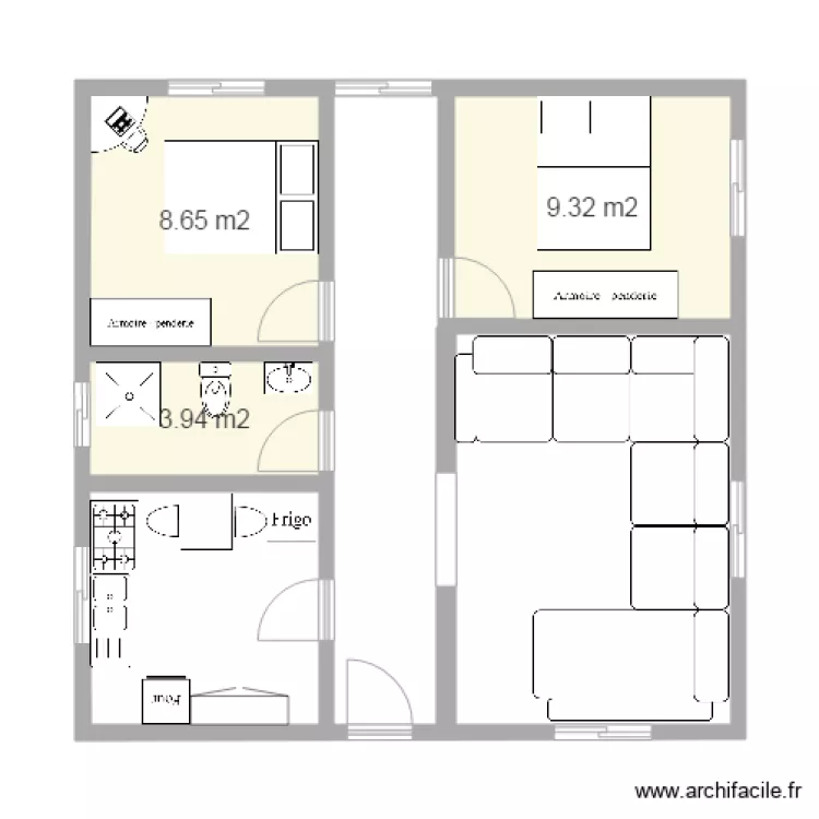 maison 2ch salon. Plan de 