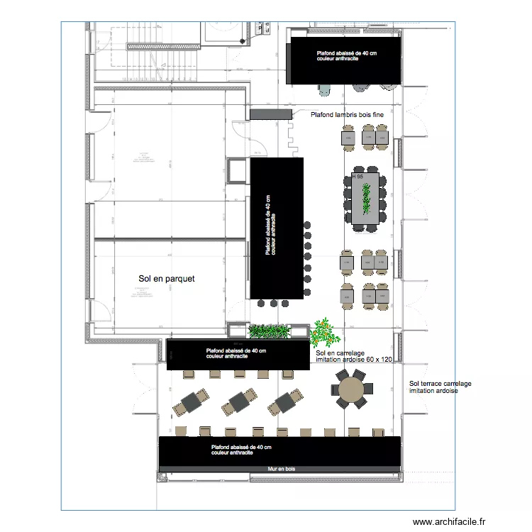 Brasserie plafond. Plan de Brasserie plafond. Plan de