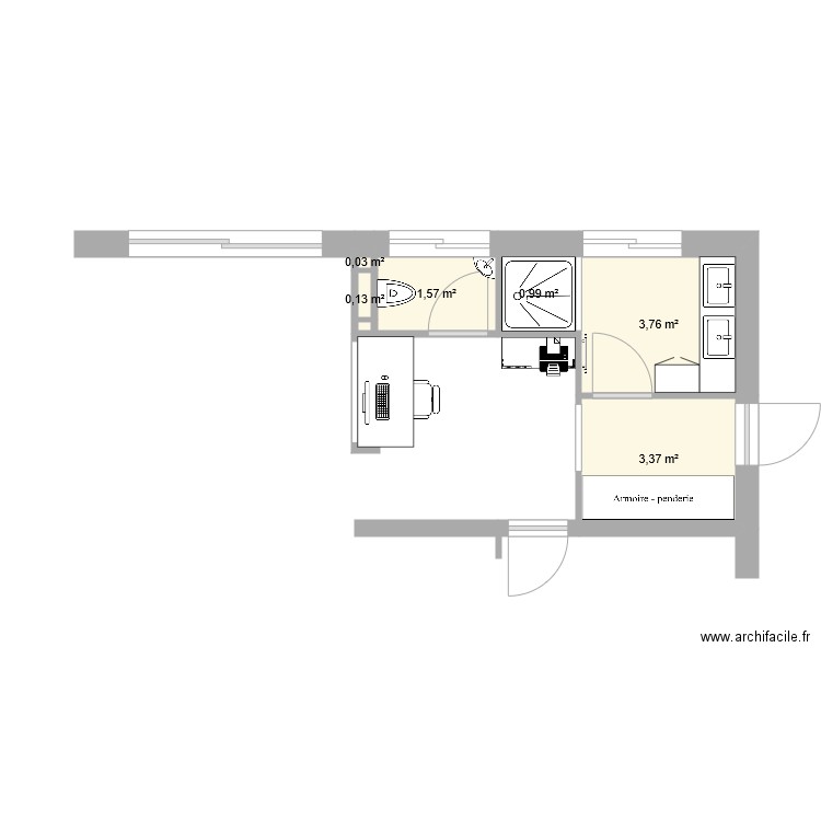 SDB  WC  DEGAGEMENT. Plan de 0 pièce et 0 m2