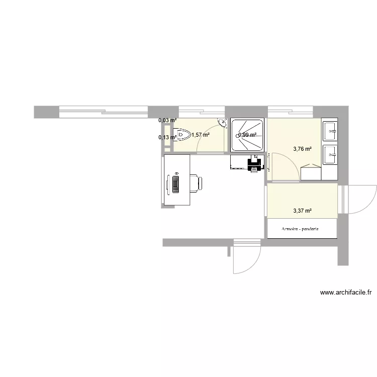 SDB  WC  DEGAGEMENT. Plan de 0 pièce et 0 m2