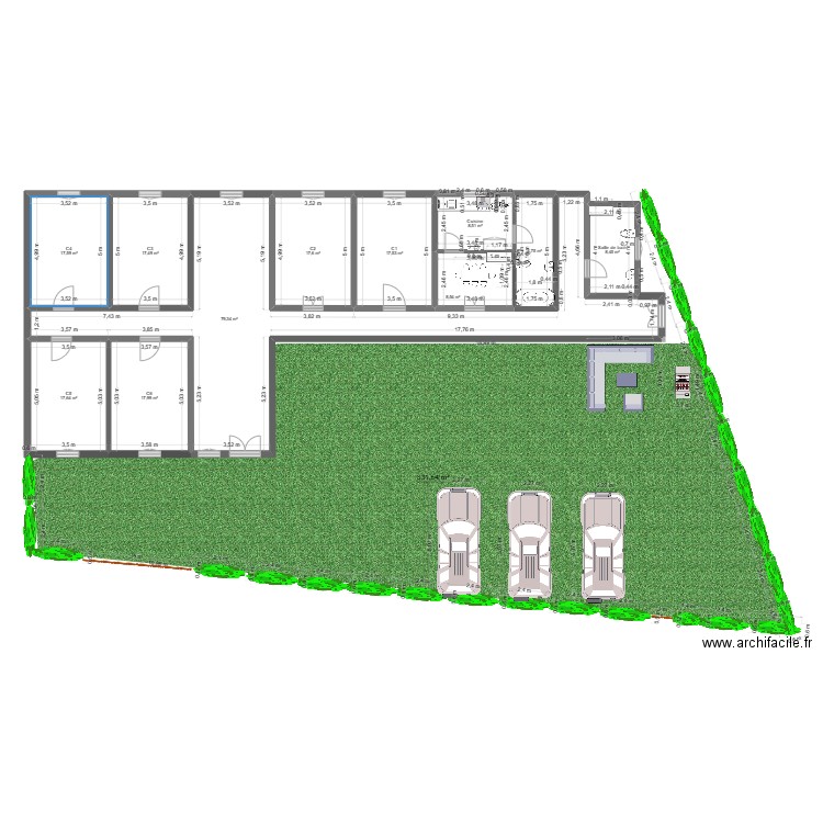 CABINET 2. Plan de 11 pièces et 219 m2