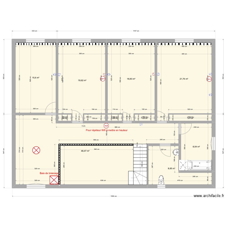 Etage Maison UCA Elec. Plan de 11 pièces et 144 m2