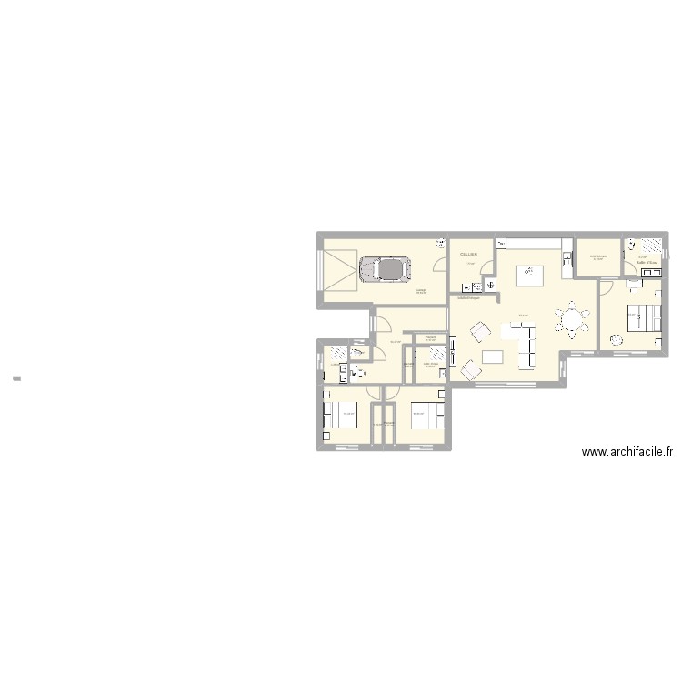 ESSAI13. Plan de 16 pièces et 168 m2