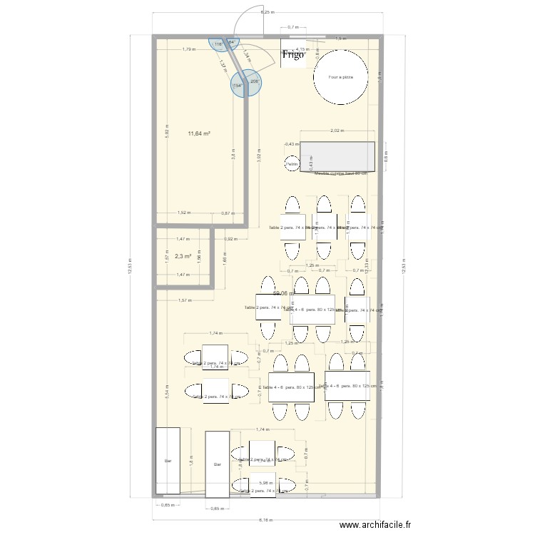 Plan restaurant . Plan de 0 pièce et 0 m2