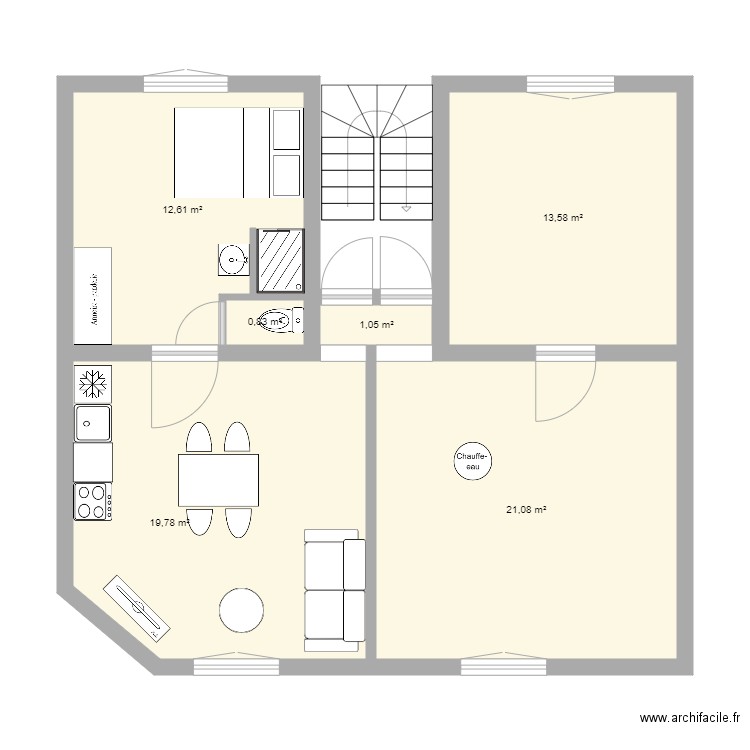 Maria plan 4 Abbaye 32 . Plan de 6 pièces et 69 m2