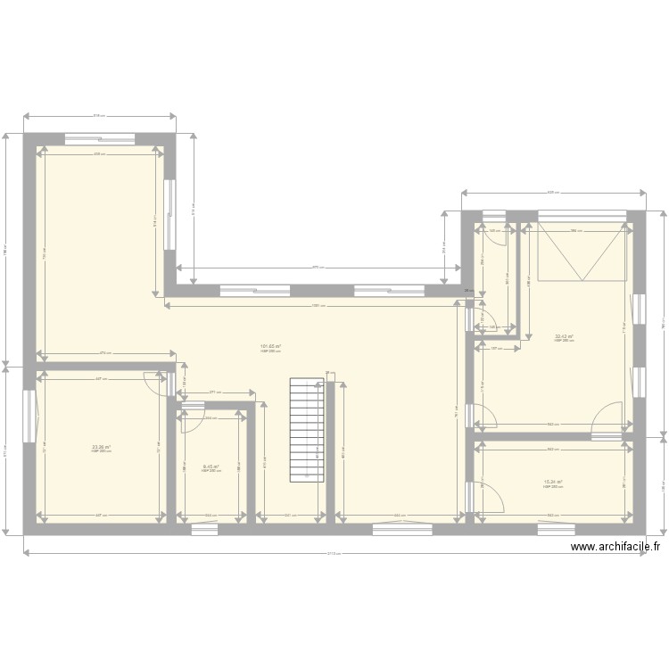 Plan projet chalet des Sables . Plan de 5 pièces et 182 m2