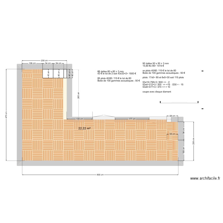 Terrasse maison_V2 50x50. Plan de 1 pièce et 22 m2