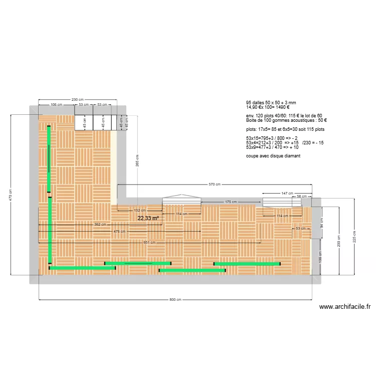 Terrasse maison_V2 50x50. Plan de 1  et 22 m²