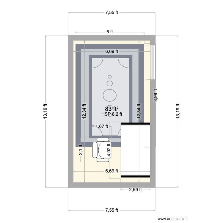 Phil Office Final. Plan de 1 pièce et 8 m2