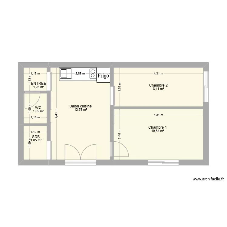 Maison St George de Didonne. Plan de 6  et 36 m²