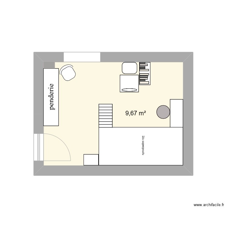 Chambre Enfants. Plan de 1 pièce et 10 m2