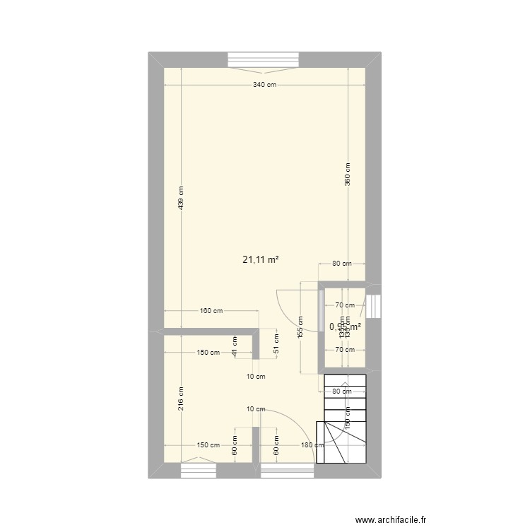 Aigues-mortes / Rdc. Plan de 2 pièces et 22 m2