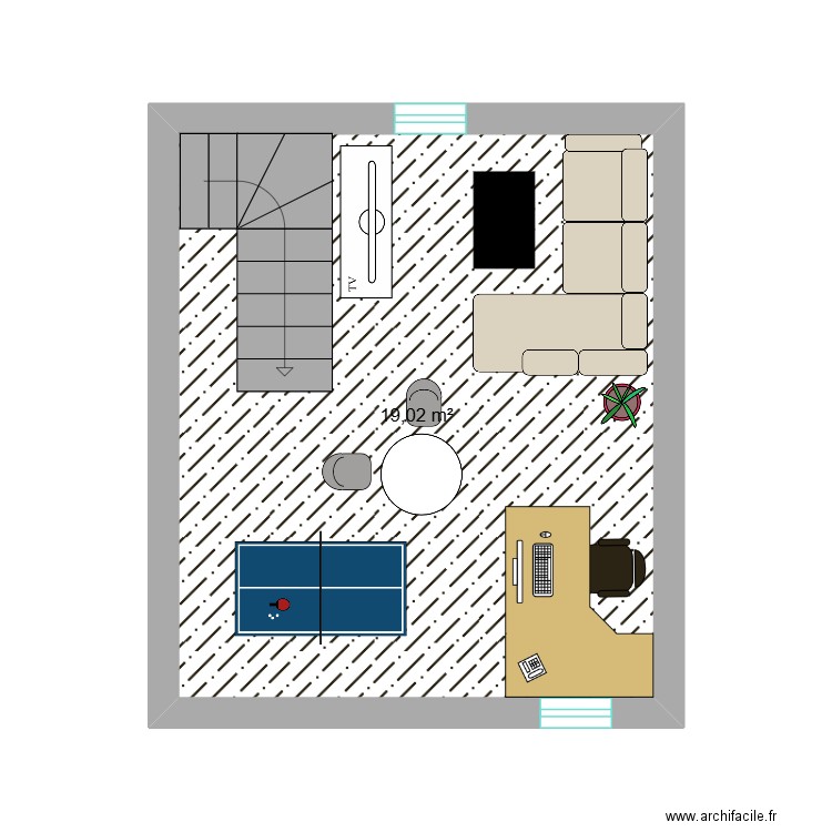 sous sol. Plan de 1 pièce et 19 m2