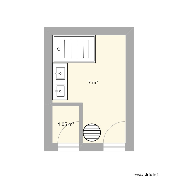 sdb ronce. Plan de 2 pièces et 8 m2