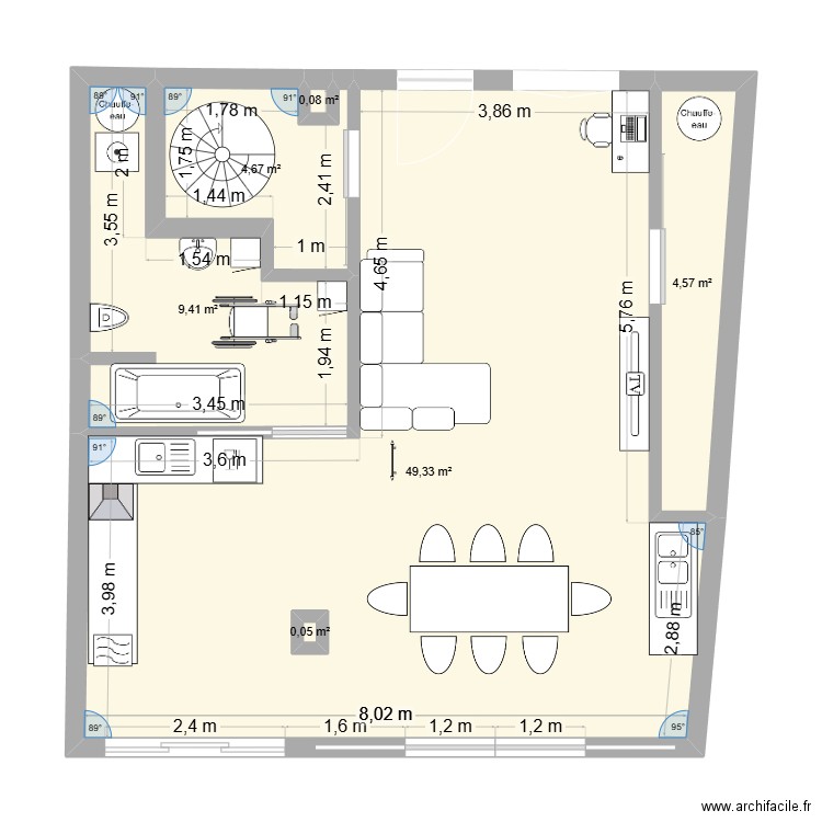 Espace ergothérapie. Plan de 6 pièces et 68 m2